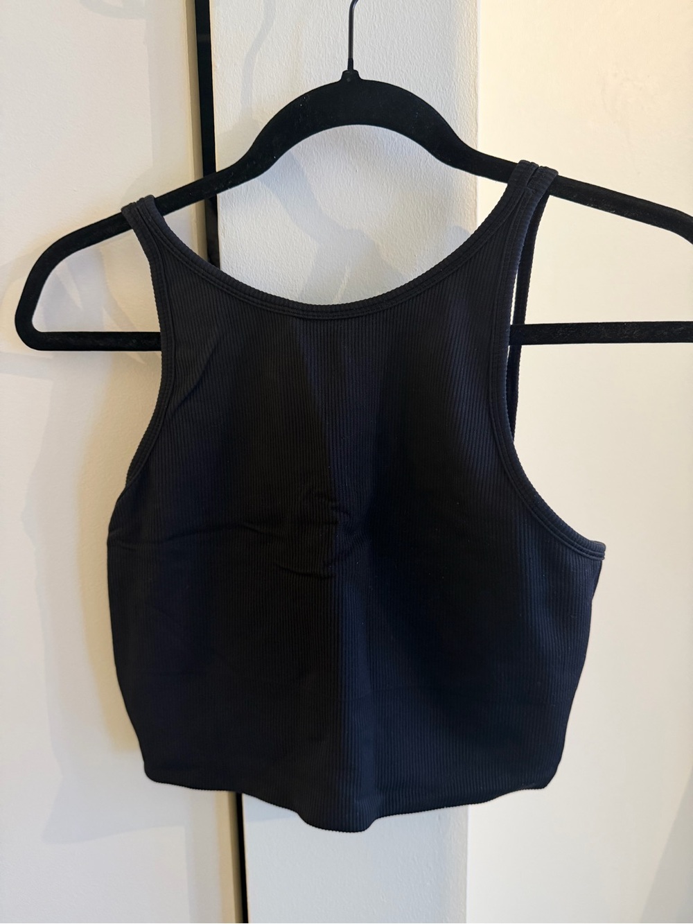 Athleta Black Ribbed Tank Crop Top